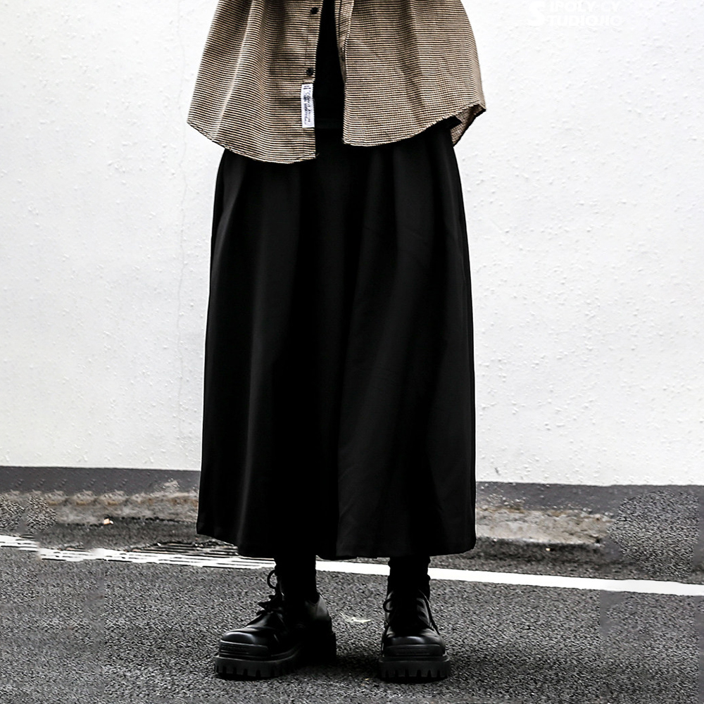 Street Fashion Youth - Dark Plain Couple Japanese Skirt Pants