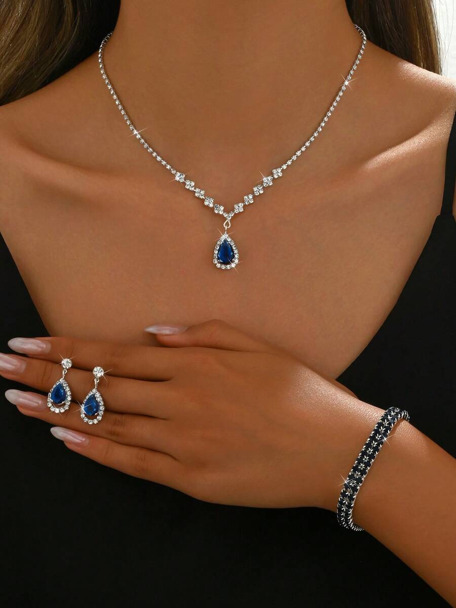 Street Fashion Necklace - 4pcs/Set BohemianBridal Jewelry Set Includes Necklace,