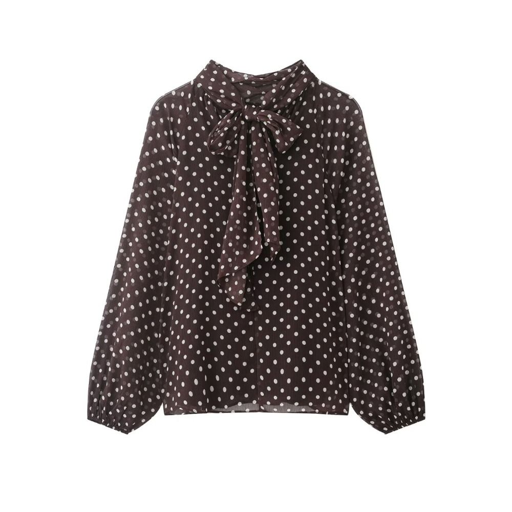 Long Sleeve Dots Printed Blous – Street Fashion Necklace recenzja i cena
