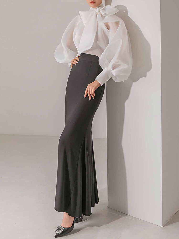 Women's Elegant Lantern Sleeve – Street Fashion Necklace recenzja i cena