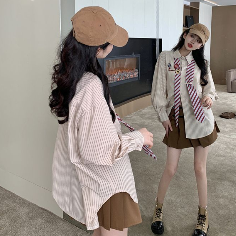 Striped Shirts Women Baggy Pre – Street Fashion Youth recenzja i cena