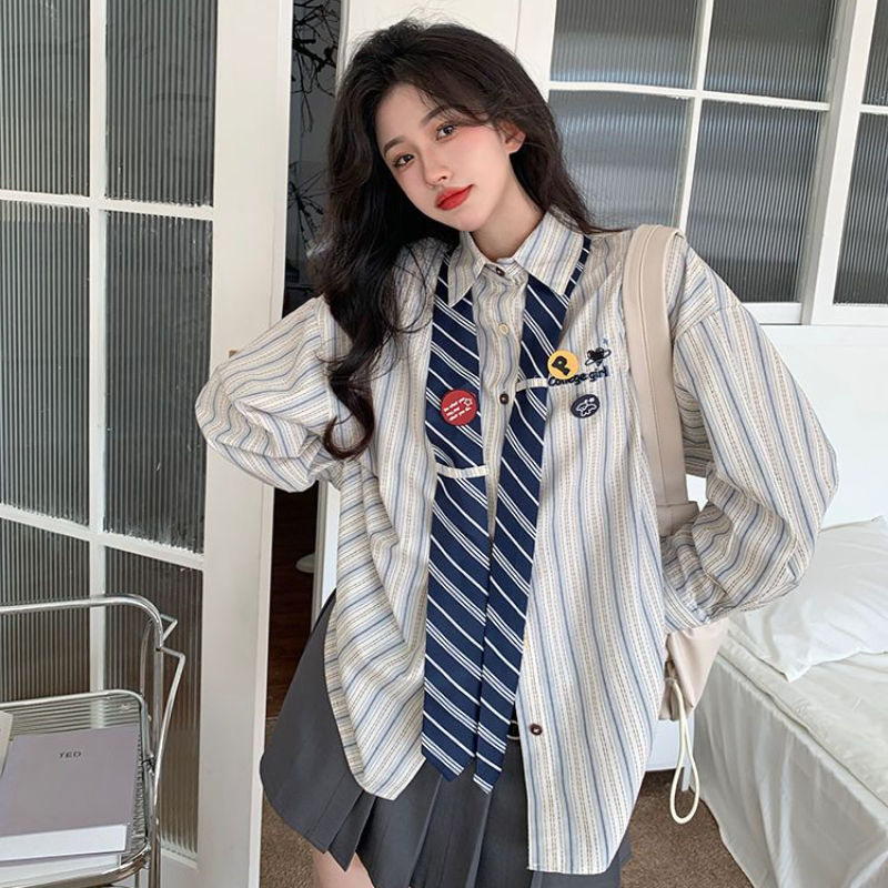 Striped Shirts Women Baggy Pre – Street Fashion Youth recenzja i cena